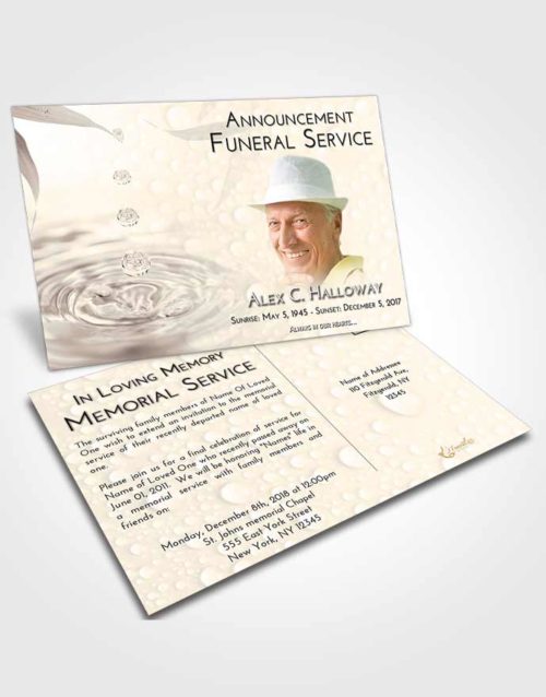 Funeral Announcement Card Template Tranquil Water Droplet
