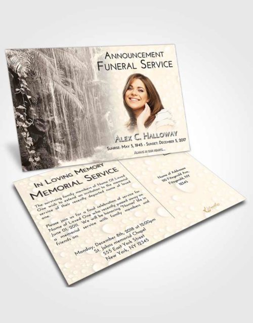 Funeral Announcement Card Template Tranquil Waterfall Breeze