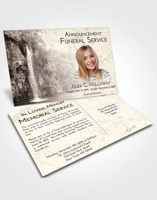 Funeral Announcement Card Template Tranquil Waterfall Happiness