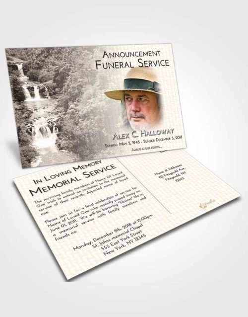 Funeral Announcement Card Template Tranquil Waterfall Liberty