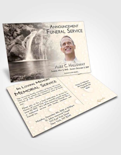 Funeral Announcement Card Template Tranquil Waterfall Paradise