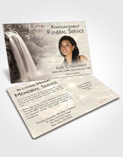 Funeral Announcement Card Template Tranquil Waterfall Serenity