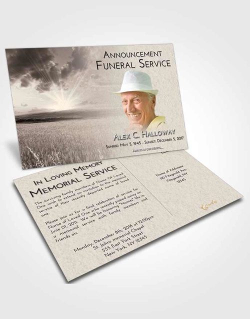 Funeral Announcement Card Template Tranquil Wheat Fields