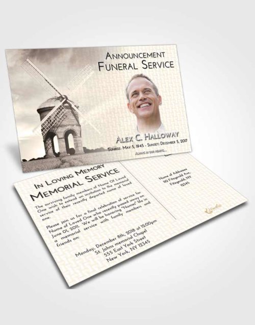 Funeral Announcement Card Template Tranquil Windmill of Honor