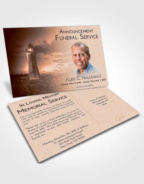 Funeral Announcement Card Template Vintage Love Lighthouse Magnificence