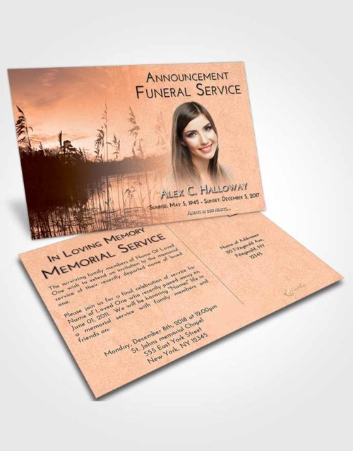 Funeral Announcement Card Template Vintage Love Serenity Lake