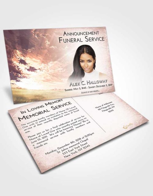 Funeral Announcement Card Template Vintage Love Sunset Mystery