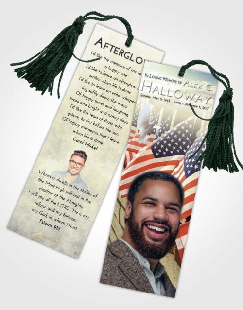 Funeral Bookmark Template At Dusk American Victory
