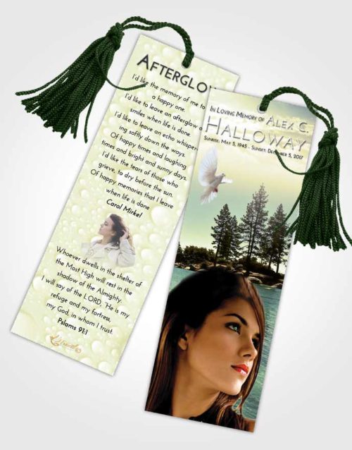 Funeral Bookmark Template At Dusk Coral Waters