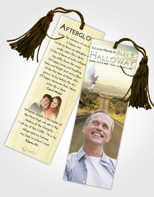 Funeral Bookmark Template At Dusk Highway Cruise