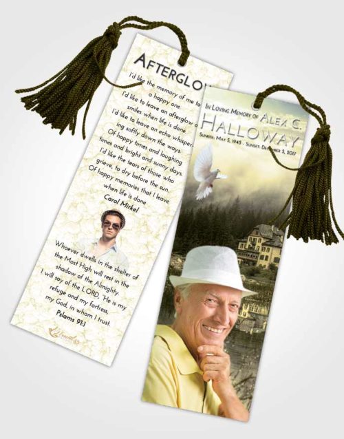 Funeral Bookmark Template At Dusk Lake House