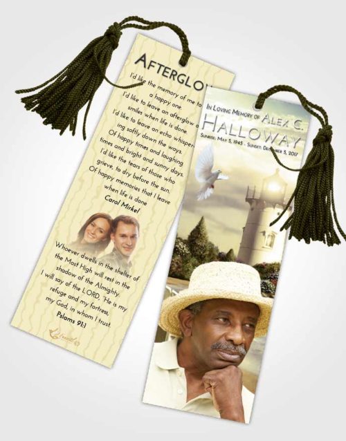 Funeral Bookmark Template At Dusk Lighthouse Laughter