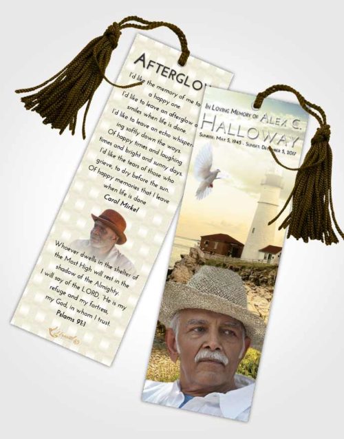 Funeral Bookmark Template At Dusk Lighthouse Secret