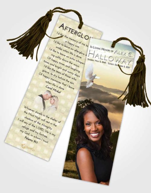 Funeral Bookmark Template At Dusk Misty Forest