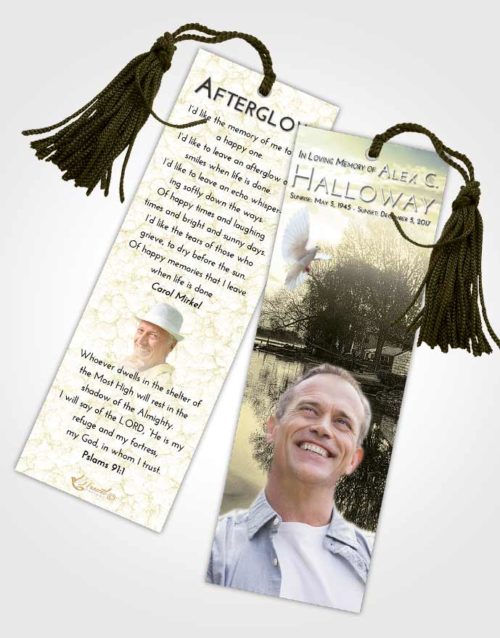 Funeral Bookmark Template At Dusk River Reflection