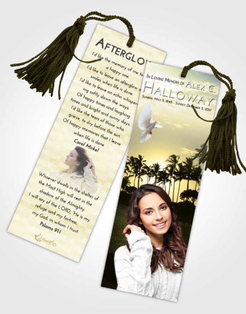 Funeral Bookmark Template At Dusk Summer Palms