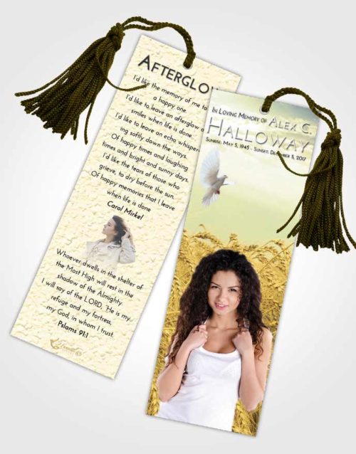 Funeral Bookmark Template At Dusk Summer Wheat