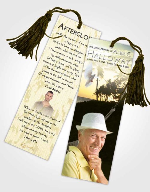Funeral Bookmark Template At Dusk Sunset in a Hammock