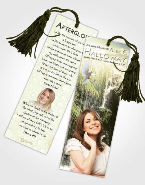 Funeral Bookmark Template At Dusk Waterfall Breeze