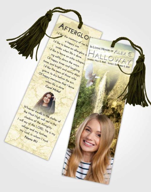 Funeral Bookmark Template At Dusk Waterfall Happiness