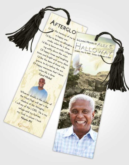 Funeral Bookmark Template At Dusk Waterfall Masterpiece