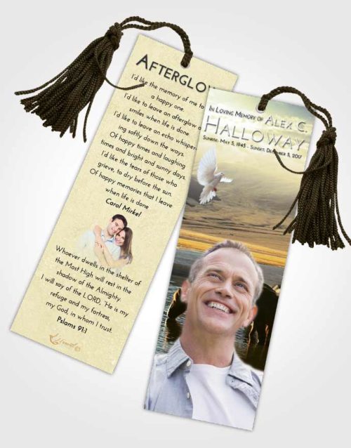 Funeral Bookmark Template At Dusk Watering Hole