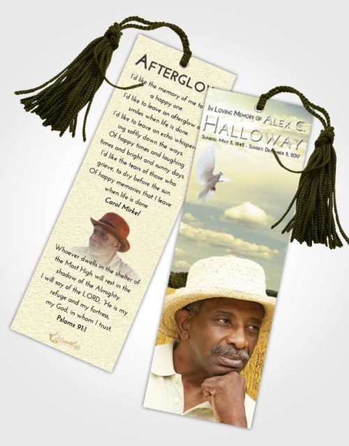 Funeral Bookmark Template At Dusk Wheat Serenity