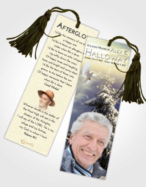 Funeral Bookmark Template At Dusk Winter Wonderland
