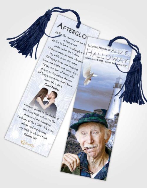Funeral Bookmark Template Coral Reef Lighthouse Journey