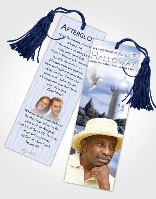Funeral Bookmark Template Coral Reef Lighthouse Laughter