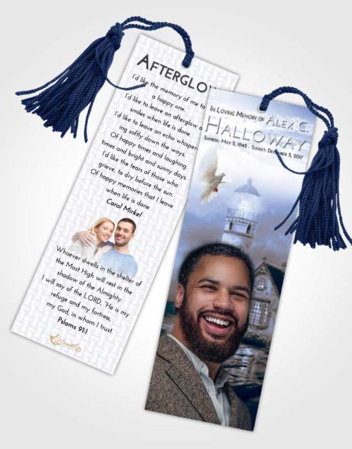 Funeral Bookmark Template Coral Reef Lighthouse Lookout