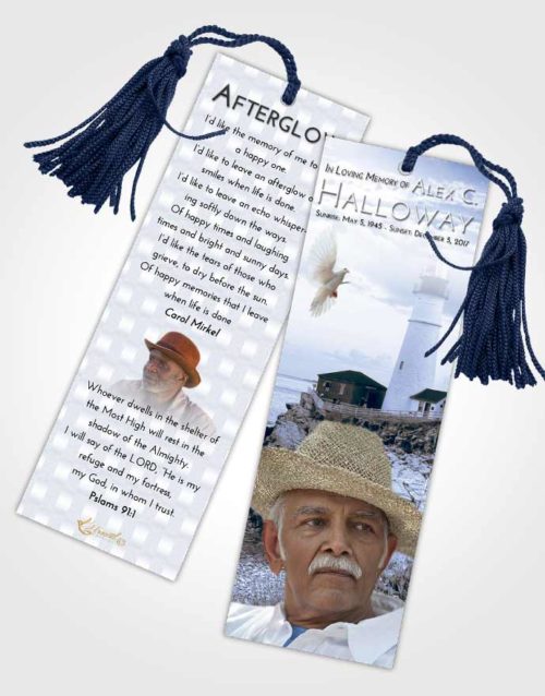 Funeral Bookmark Template Coral Reef Lighthouse Secret