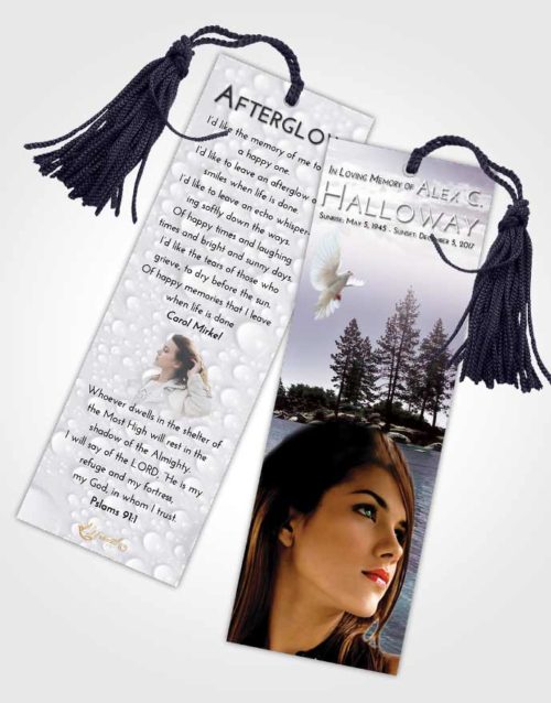 Funeral Bookmark Template Evening Coral Waters