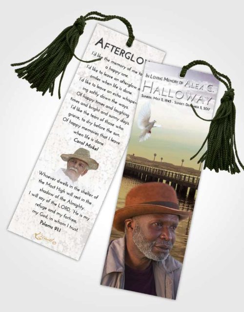 Funeral Bookmark Template Evening Lake Drive
