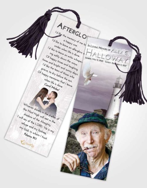 Funeral Bookmark Template Evening Lighthouse Journey
