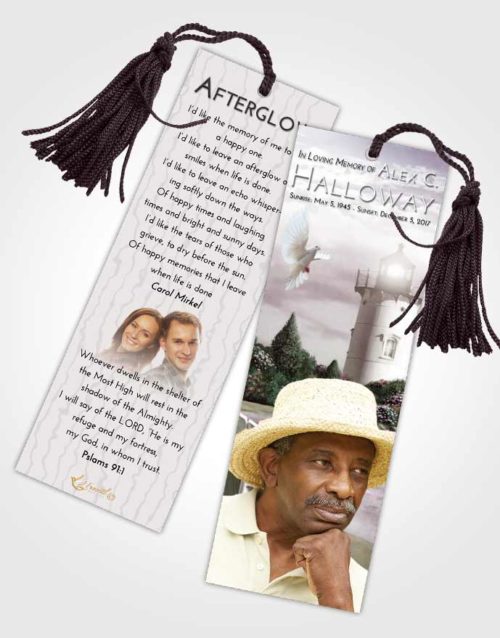 Funeral Bookmark Template Evening Lighthouse Laughter