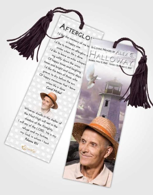 Funeral Bookmark Template Evening Lighthouse Safety