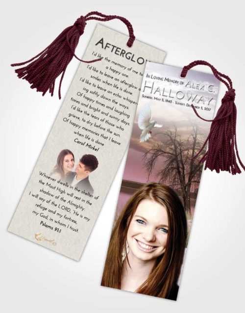 Funeral Bookmark Template Evening Lovely Lake