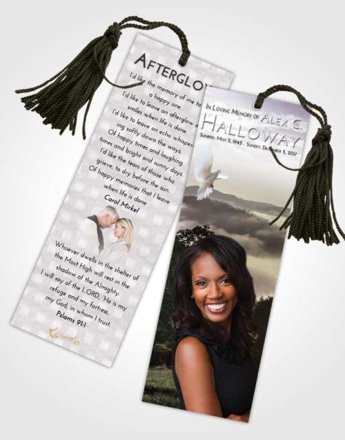 Funeral Bookmark Template Evening Misty Forest