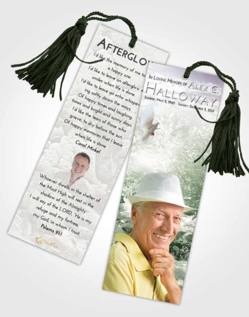 Funeral Bookmark Template Evening Silver Stream