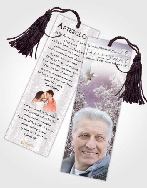 Funeral Bookmark Template Evening Snowy Love
