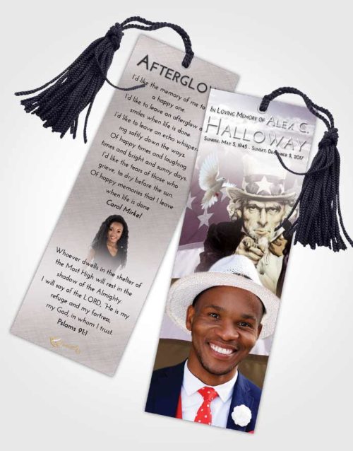 Funeral Bookmark Template Evening Uncle Sam