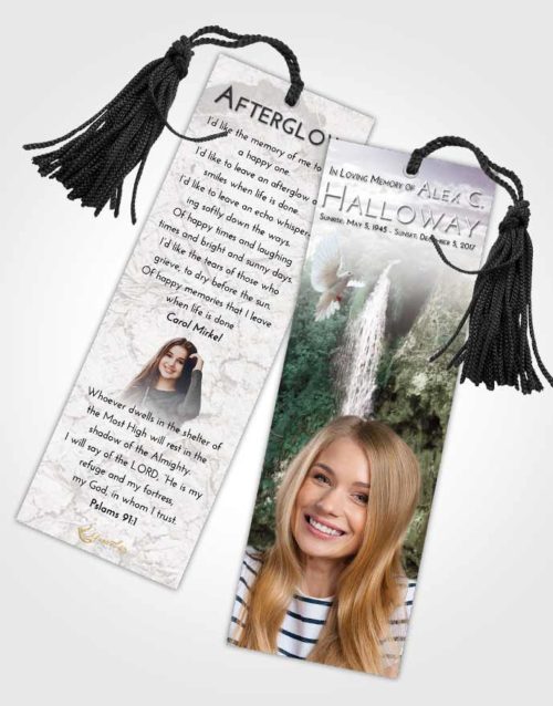 Funeral Bookmark Template Evening Waterfall Happiness