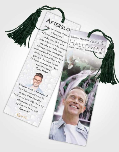 Funeral Bookmark Template Evening Waterfall Paradise