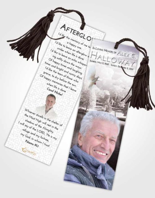 Funeral Bookmark Template Evening White Winter Park