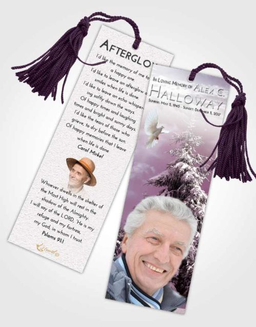 Funeral Bookmark Template Evening Winter Wonderland