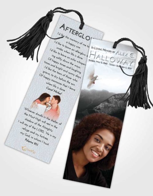 Funeral Bookmark Template Freedom Graceful Mountains