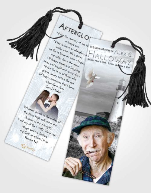 Funeral Bookmark Template Freedom Lighthouse Journey