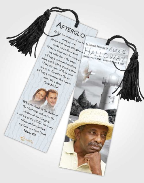 Funeral Bookmark Template Freedom Lighthouse Laughter