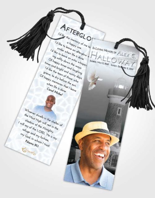 Funeral Bookmark Template Freedom Lighthouse Majesty